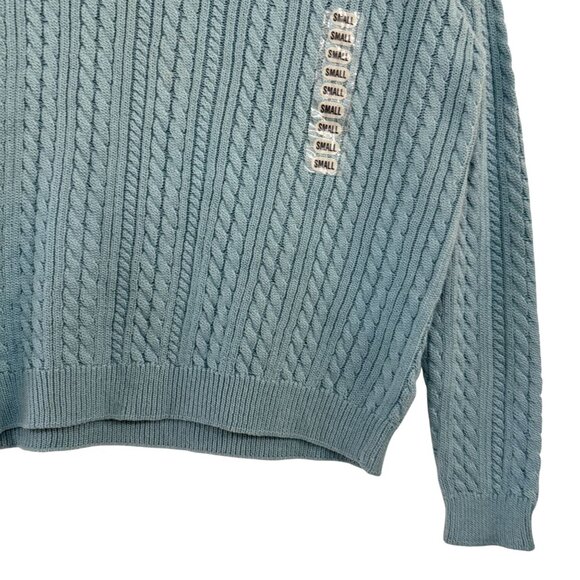 NWT Vintage Jeanne Pierre Cable Knit Cotton Sweater Blue Crewneck Women’s Small - Picture 4 of 9